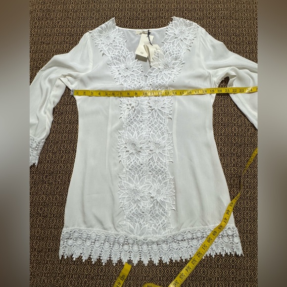 Solitaire Swim Size S White Crochet Lace Rayon Tunic Cover Up - Picture 8 of 12
